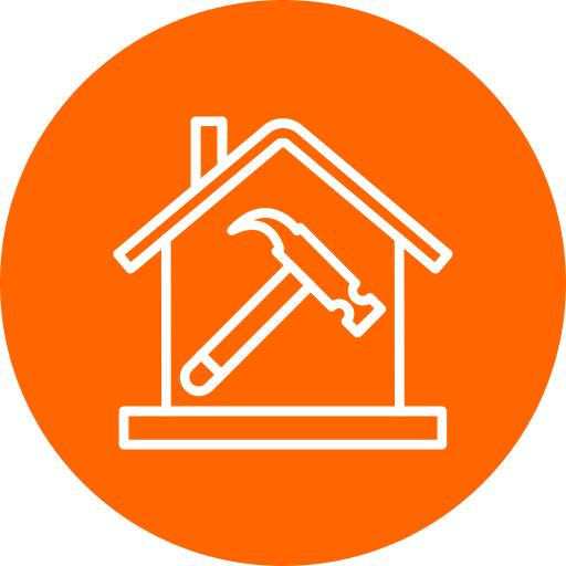 Logotyp för Tomelilla Bygg & Lösullsisolering med hammare